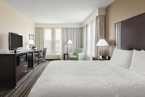 Hampton Inn & Suites Mountain View في ماونتن فيو: غرفه فندقيه سرير كبير وتلفزيون