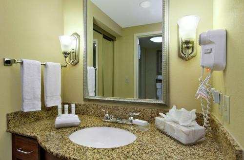 a bathroom with a sink and a mirror at Homewood Suites by Hilton Chesapeake - Greenbrier in Chesapeake