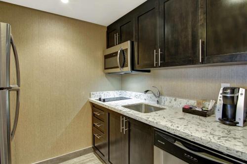 a kitchen with a sink and a refrigerator at Homewood Suites By Hilton Ottawa Kanata in Ottawa