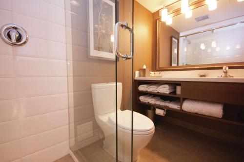 a bathroom with a toilet and a sink at DoubleTree by Hilton Hotel & Conference Centre Regina in Regina