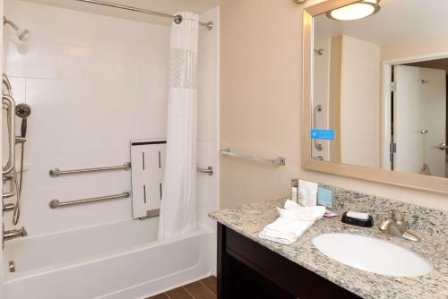 uma casa de banho com um lavatório, uma banheira e um chuveiro em Hampton Inn & Suites Douglas em Douglas