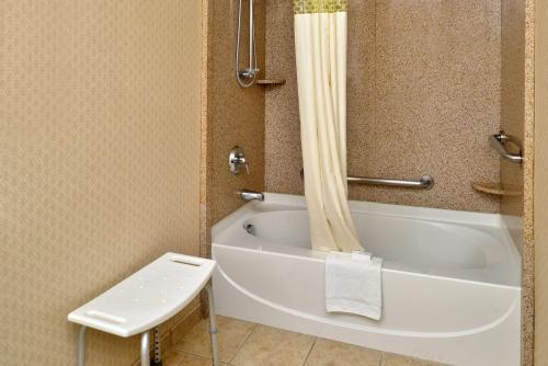 La salle de bains est pourvue d'une baignoire et de toilettes. dans l'établissement Hampton Inn & Suites Boise-Meridian, à Meridian
