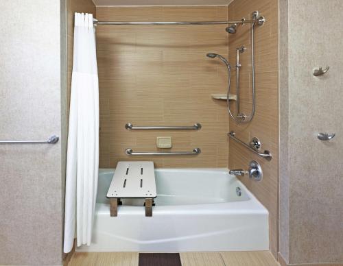 a bathroom with a bath tub and a shower at Hampton Inn & Suites Houston/League City in League City