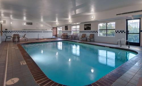 a large swimming pool in a hotel room at Hampton Inn Provo in Provo