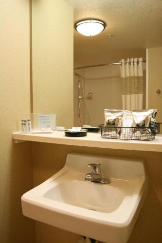 a bathroom with a sink and a mirror at Hampton Inn San Marcos in San Marcos