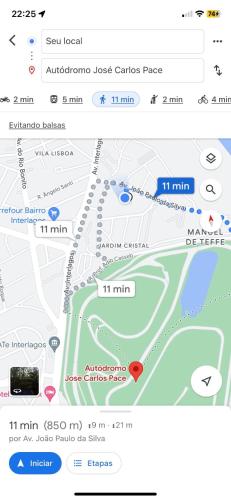 a screenshot of a google maps page with a map at Duo Interlagos Aluguel apenas do quarto in São Paulo