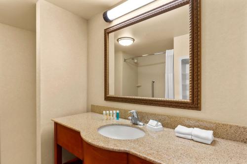 a bathroom with a sink and a mirror at Hampton Inn & Suites Burlington in Burlington