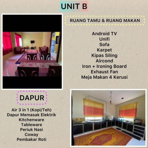 a collage of photos of a room with a dining room at SMZ Café & Homestay - SELF CHECK IN in Kodiang