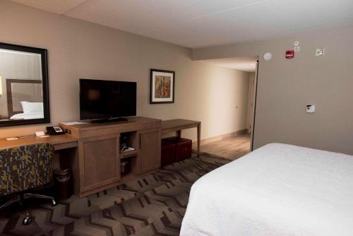 a hotel room with a bed and a television at Hampton Inn & Suites by Hilton Thunder Bay in Thunder Bay