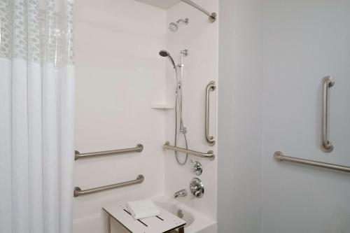a bathroom with a shower and a sink at Hampton Inn Kanab in Kanab