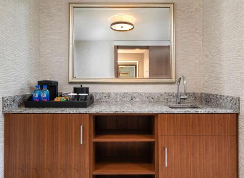 a bathroom with a sink and a mirror at Hilton Rochester Mayo Clinic Area in Rochester