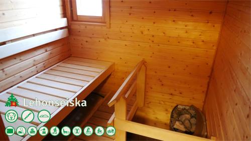 an inside view of a wooden sauna at Talo Ylläs in Äkäslompolo