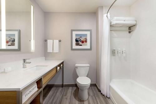 南帕诸岛Hilton Garden Inn South Padre Island Beachfront的带马桶、水槽和浴缸的浴室