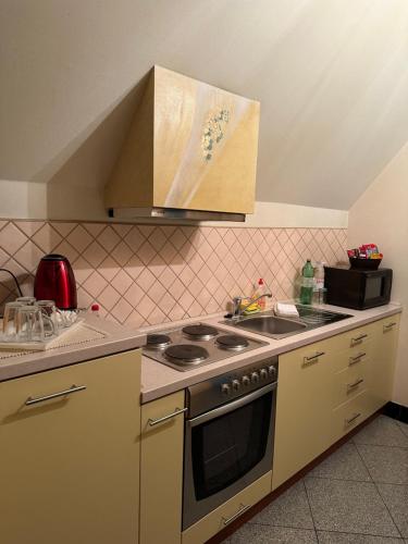 a kitchen with a stove and a sink at Deutsches Haus Livno in Livno