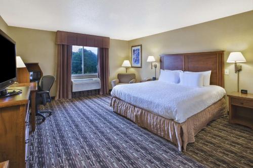 a hotel room with a large bed and a television at Hampton Inn Pittsburgh Area-Beaver Valley-Center Township in Monaca