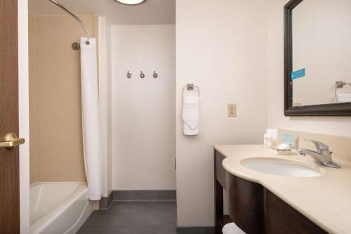 a bathroom with a sink and a bath tub at Hampton Inn & Suites Lake City in Lake City