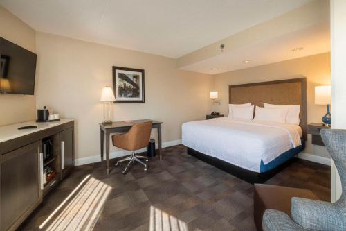 a hotel room with a bed and a desk at Hampton Inn Carlstadt At The Meadowlands in Carlstadt