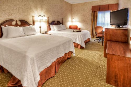 a hotel room with two beds and a flat screen tv at Hampton Inn Marion in Jacktown