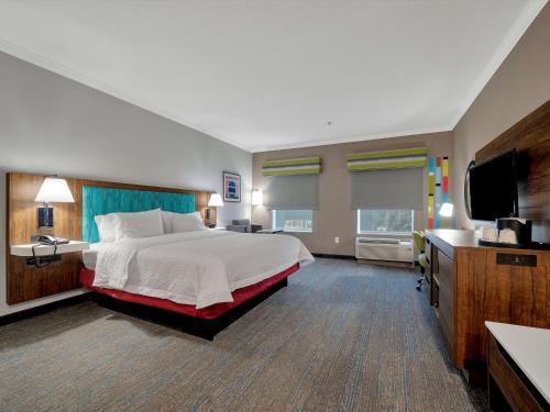 Habitación de hotel con cama y TV de pantalla plana. en Hampton Inn and Suites Lufkin, en Lufkin