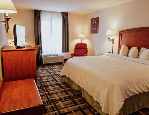 um quarto de hotel com uma cama e uma televisão em Hampton Inn Torreon Airport-Galerias em Torreón