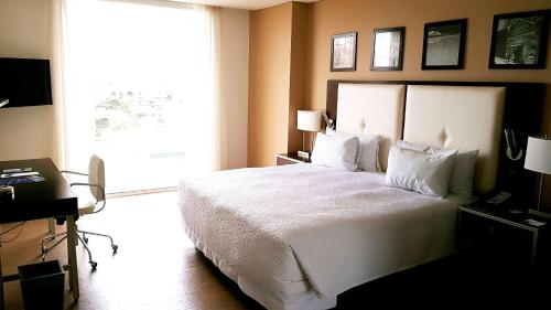 a bedroom with a large white bed and a window at Hampton by Hilton Santa Cruz in Santa Cruz de la Sierra