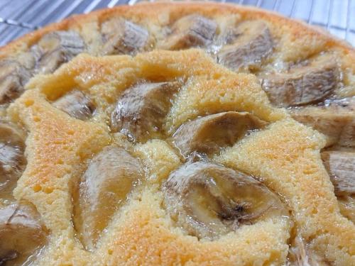 a cake with bananas on top of it at Yamano Hidaya in Matsumoto