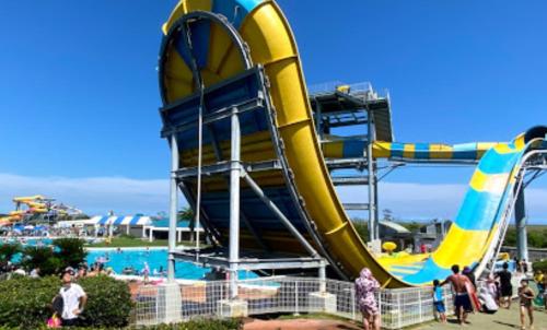 a roller coaster at a water park at Nalu kujukuri in Kido