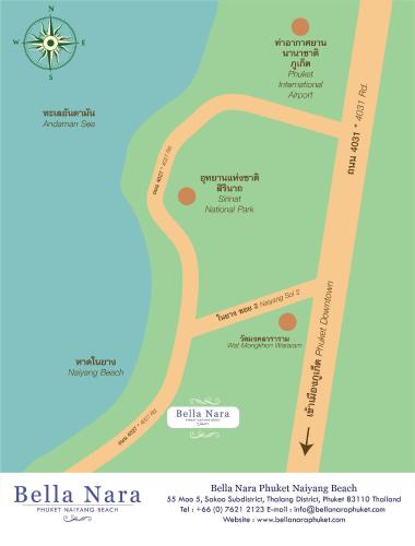 a map of the marriott manaia beach resort at Bella Nara Phuket Naiyang Beach in Nai Yang Beach