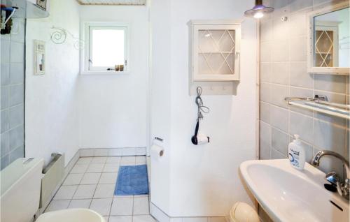 エーベルトフトにあるAmazing Home In Ebeltoft With 3 Bedrooms And Wifiの白いバスルーム(洗面台、トイレ付)