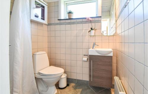 カーテミンドにあるStunning Home In Kerteminde With 3 Bedrooms And Wifiの小さなバスルーム(トイレ、シンク付)