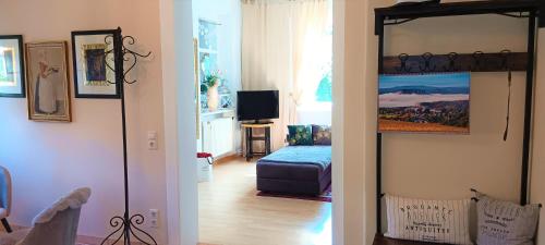 TV a/nebo společenská místnost v ubytování VILLA FREIA Dresden - Exklusive Ferienwohnung zum Erholen & Entspannen