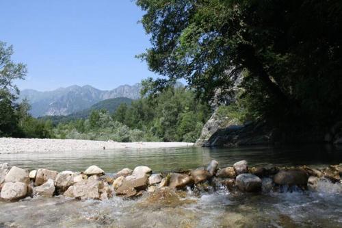 a river with some rocks in the water at Casa Cucuc in Frisanco