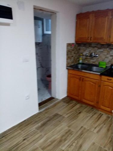 a kitchen with a sink and a counter top at Vikendica Petkovic in Crvica