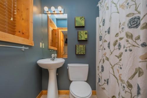 a bathroom with a toilet and a sink at Mallard Landing in McHenry