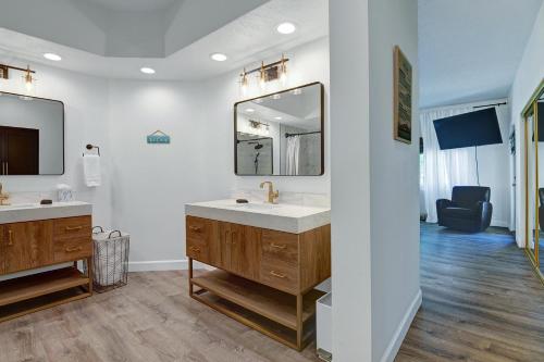 a bathroom with a sink and a mirror at DL882 - Desert Falls Poolside Escape in Palm Desert