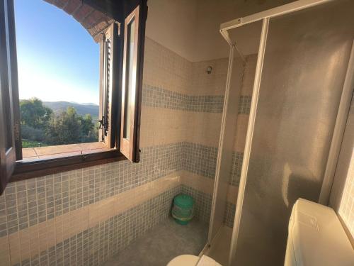 łazienka z prysznicem i oknem w obiekcie Ponte Calatrasi Agriturismo w mieście Roccamena