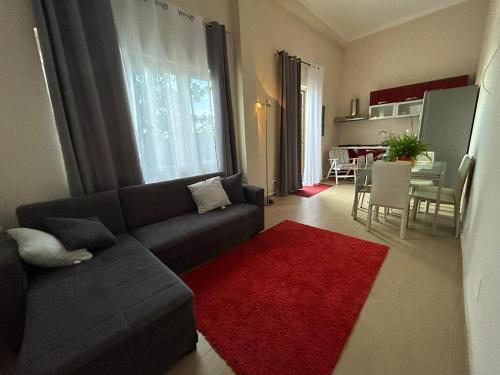 萊波拉諾的住宿－Casa Irene，带沙发和红色地毯的客厅