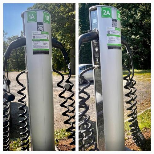 two pictures of a gas pump in a park at Hotel Pałac Krotoszyce Basen&Spa in Krotoszyce