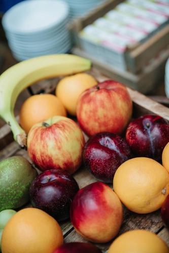 a pile of fruit sitting on top of a table at La Merveilleuse by Infiniti hôtel in Dinant