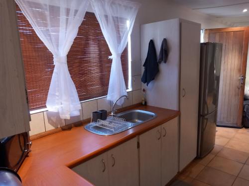 a kitchen with a sink and a refrigerator at 19 on Kruger in Colesberg