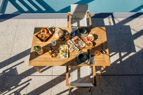 an overhead view of a table with food on it at Julianhof Premium Guesthouse & Spa in Straden