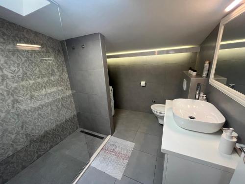 a bathroom with a sink and a toilet at Apartment Laguna in Vinišće