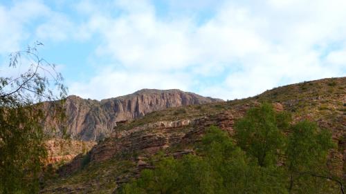 a view of a mountain with trees on it at Carü Leufu in Valle Grande