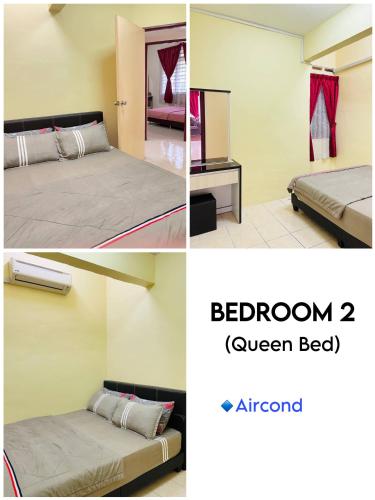 two pictures of a bedroom with a bed and a room with a bed gmaxwell gmaxwell at Sofea Homestay Ipoh in Ipoh