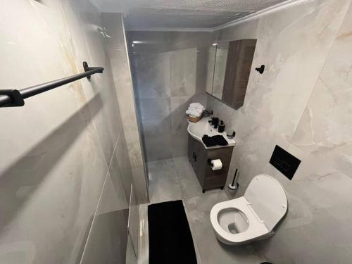 a bathroom with a toilet and a sink at Cozy Studio in ALexandroupolis in Alexandroupoli