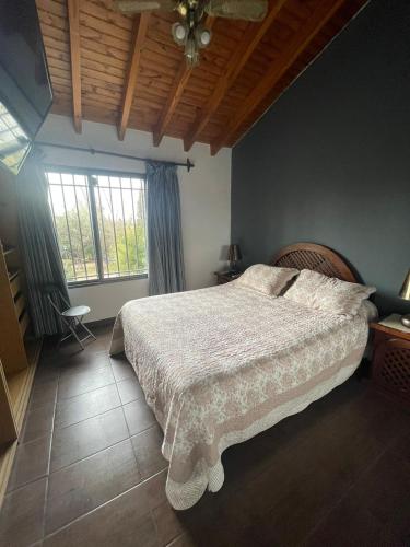 a bedroom with a large bed and a large window at Casa en zona residencial Mendoza in Ciudad Lujan de Cuyo