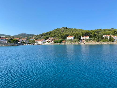 a view of a large body of water with houses at Villa Runčika Luxury Apartment in Lukoran