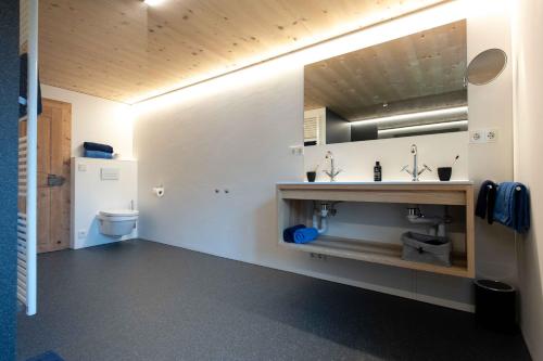 bagno con lavandino e servizi igienici di Ferienwohnung Gertrud a Bezau