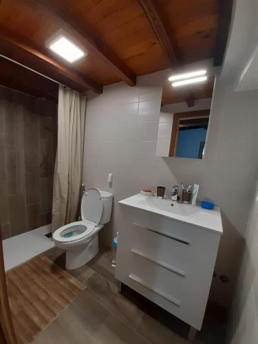 a bathroom with a toilet and a sink at Casa de tía Patricia in Montemayor del Río