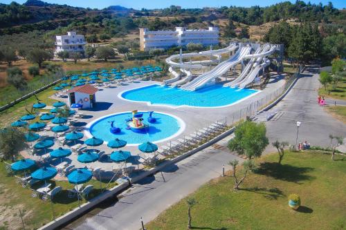 an overhead view of a water park with a water slide at Cyprotel Faliraki in Faliraki
